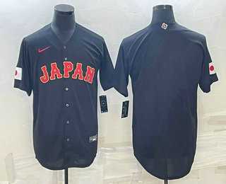 Mens Japan Baseball Blank 2023 Black World Classic Stitched Jerseys